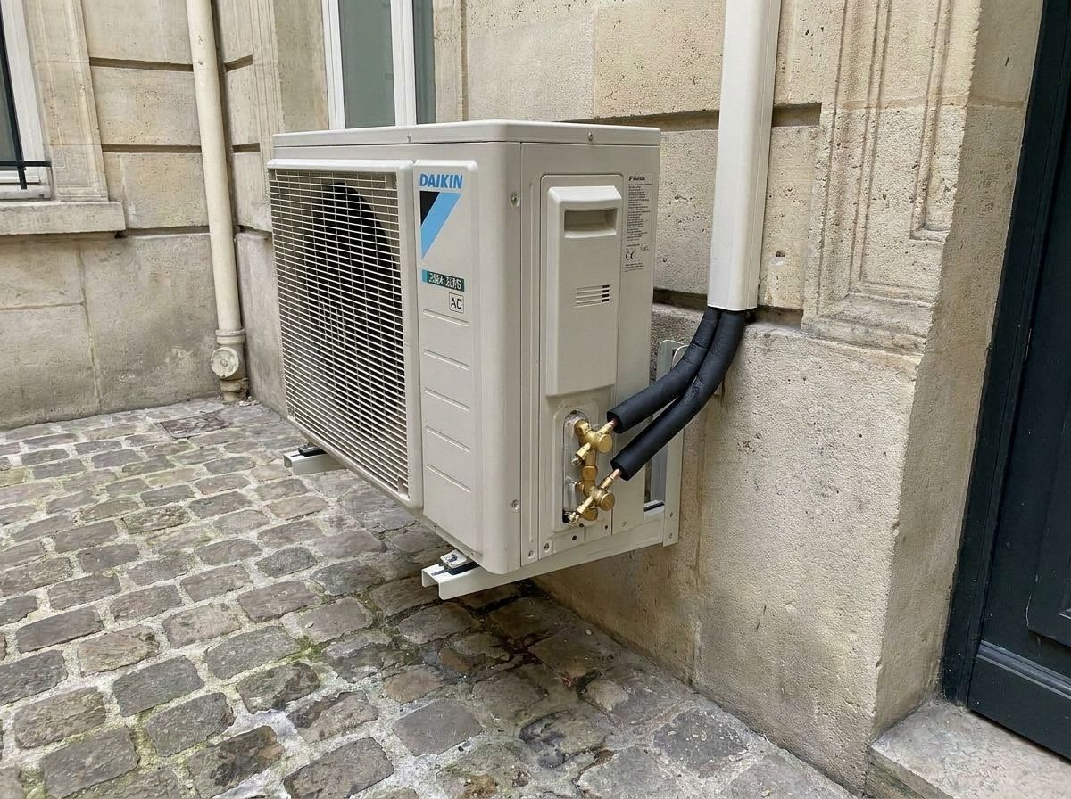 Le même groupe Daikin sans givre après recherche de fuite et recharge