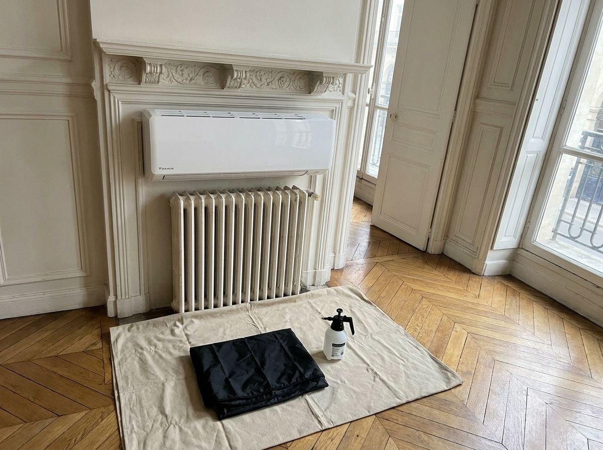 Le même split Daikin Emura propre après l'entretien